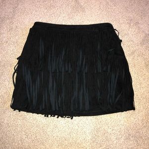 H&M Suede Fringe Skirt